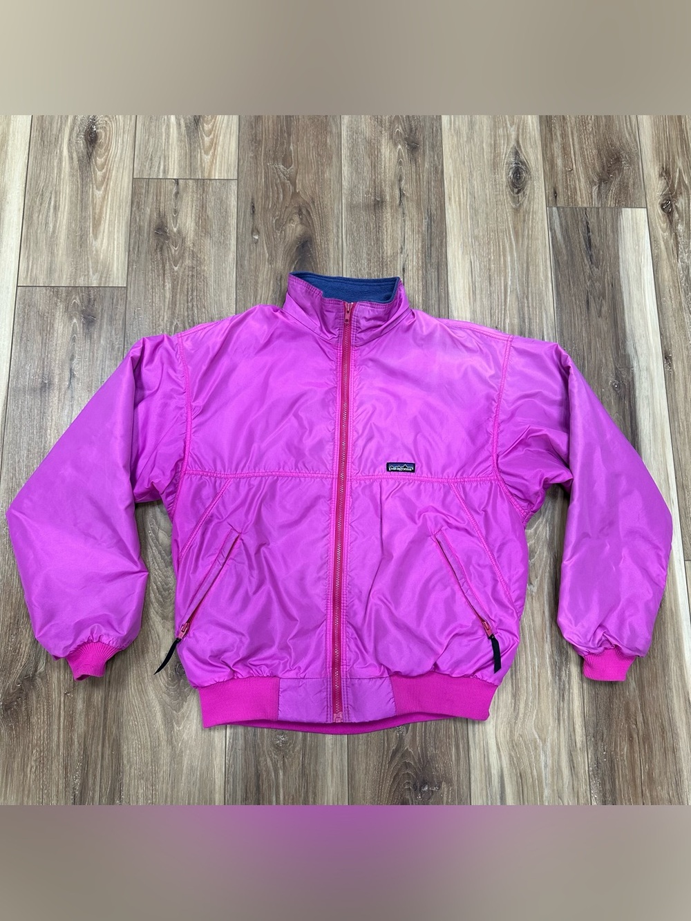 Vintage 80s 90s Made in USA Patagonia Fleece Lined Windbreaker Bomber Jacket, L